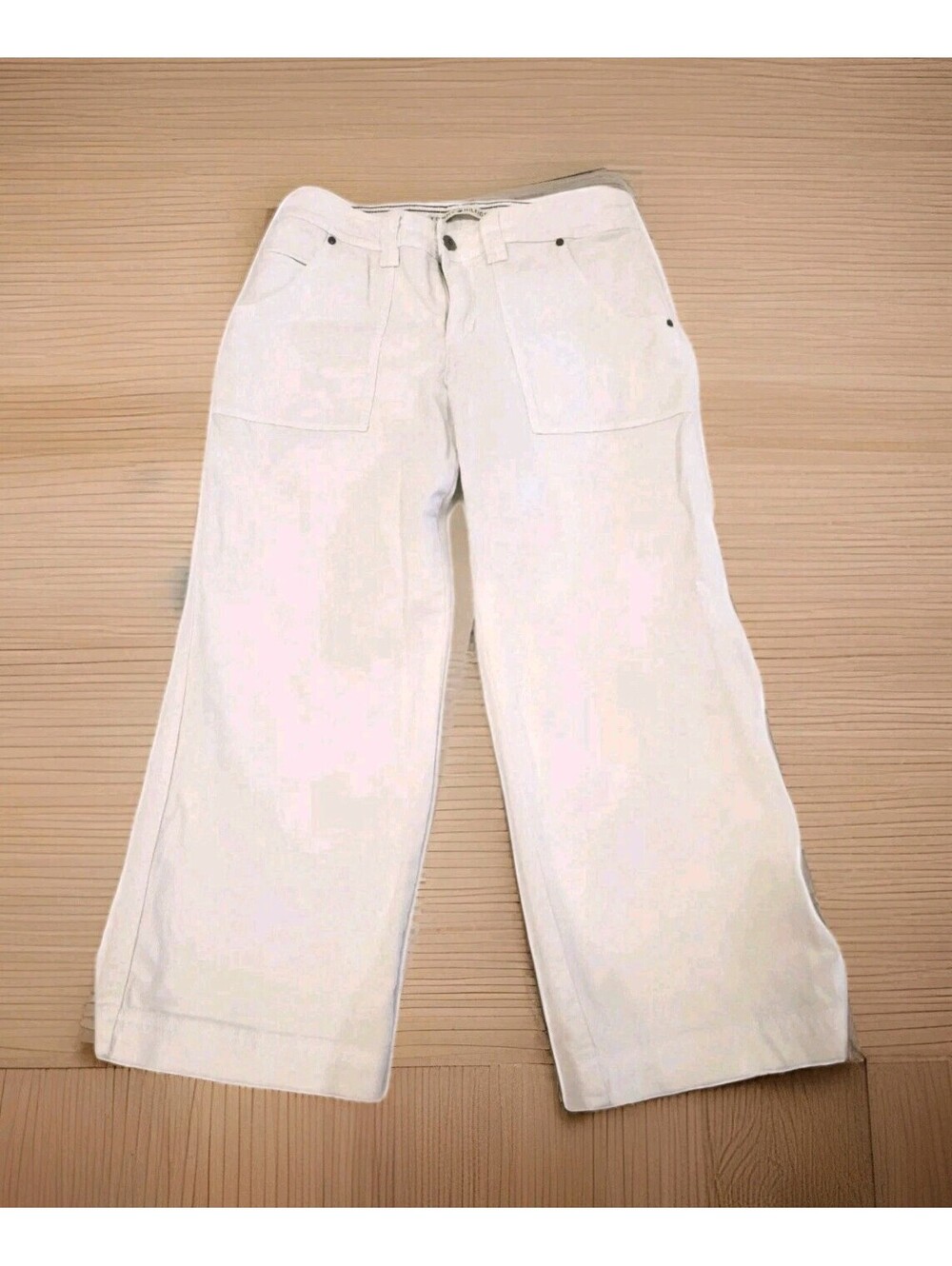 Tommy Hilfiger White Cropped Capri Cargo Style Street Wear Jeans Pants Womens 12